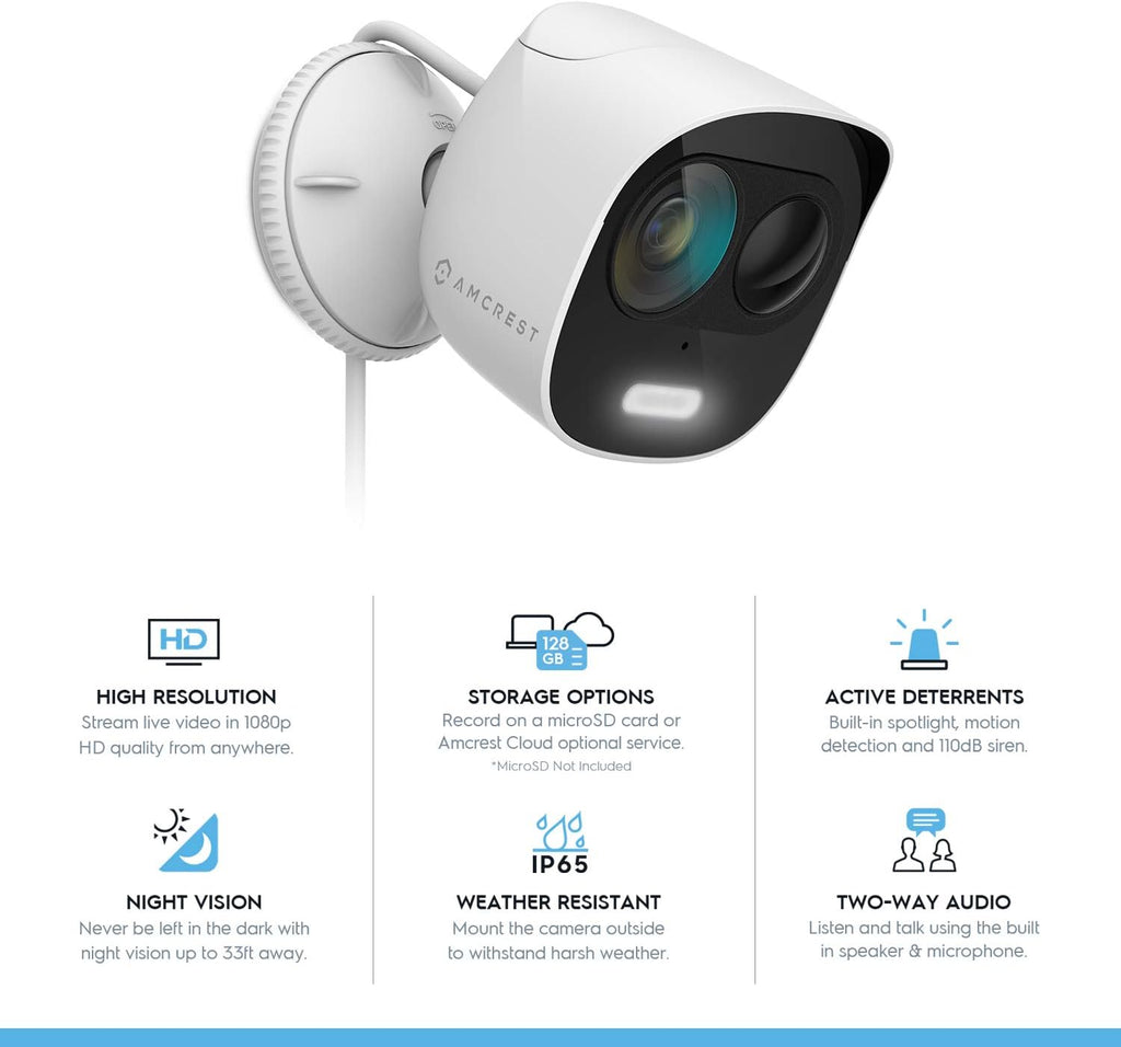 1080p WiFi Outdoor Security Camera with Spotlight, Siren Alarm, Two-Way Audio, Night Vision, IP65 Weatherproof I2805