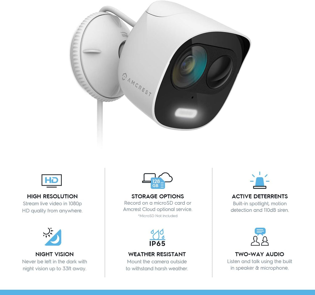 1080p WiFi Outdoor Security Camera with Spotlight, Siren Alarm, Two-Way Audio, Night Vision, IP65 Weatherproof I2805