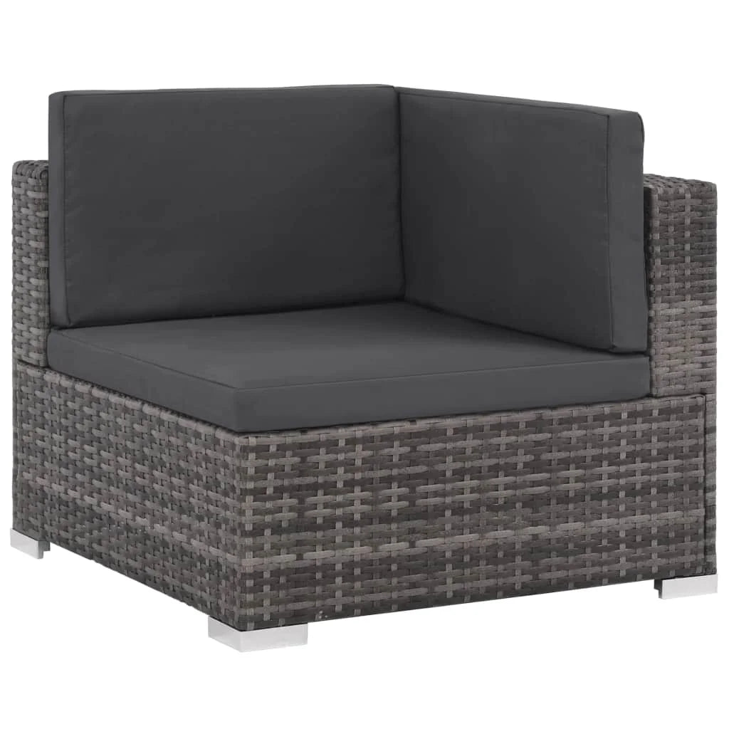 8 Piece Gray Poly Rattan Outdoor Sectional Sofa Set with Ottoman and Coffee Table H11269