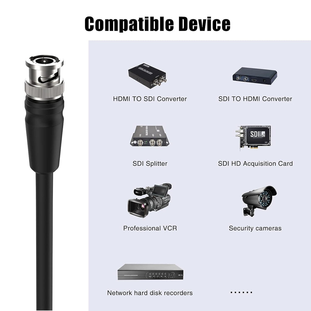 12G SDI Cable 50ft 4K@60Hz 75ohm BNC Cable 16AWG Q797697