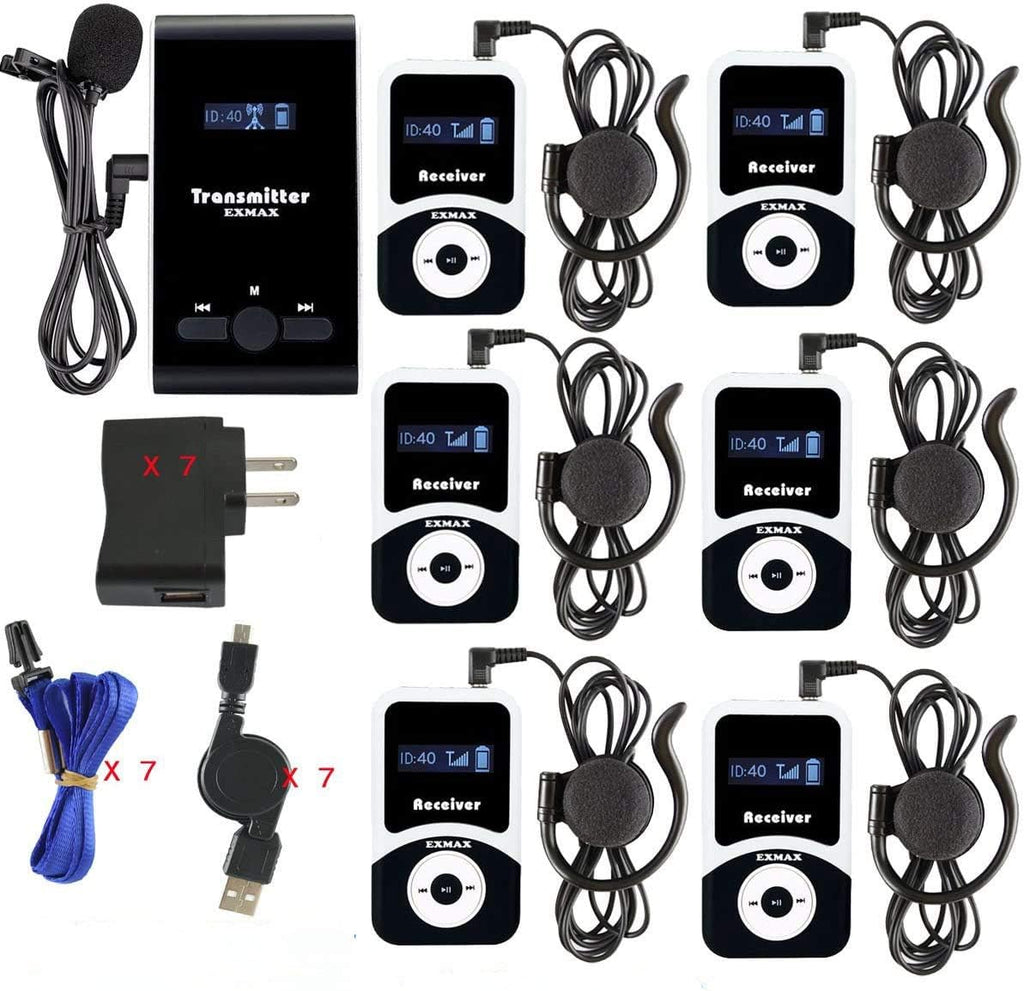 Wireless Tour Guide System Headsets (1 Transmitter 6 Receivers) T9586