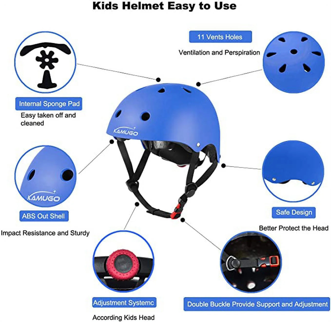 Blue Kids Safety Helmet with Knee and Elbow Pad T73993