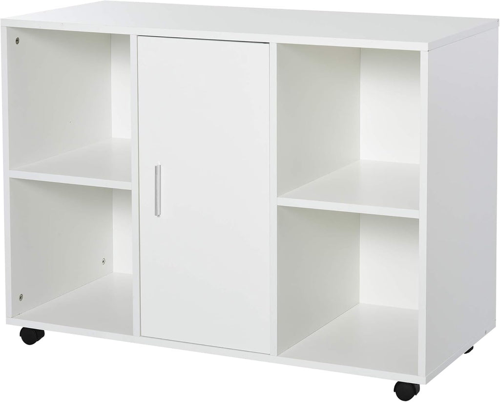 White Multipurpose Filing Cabinet Printer Stand with Interior Cabinet, 2 Shelves G5948