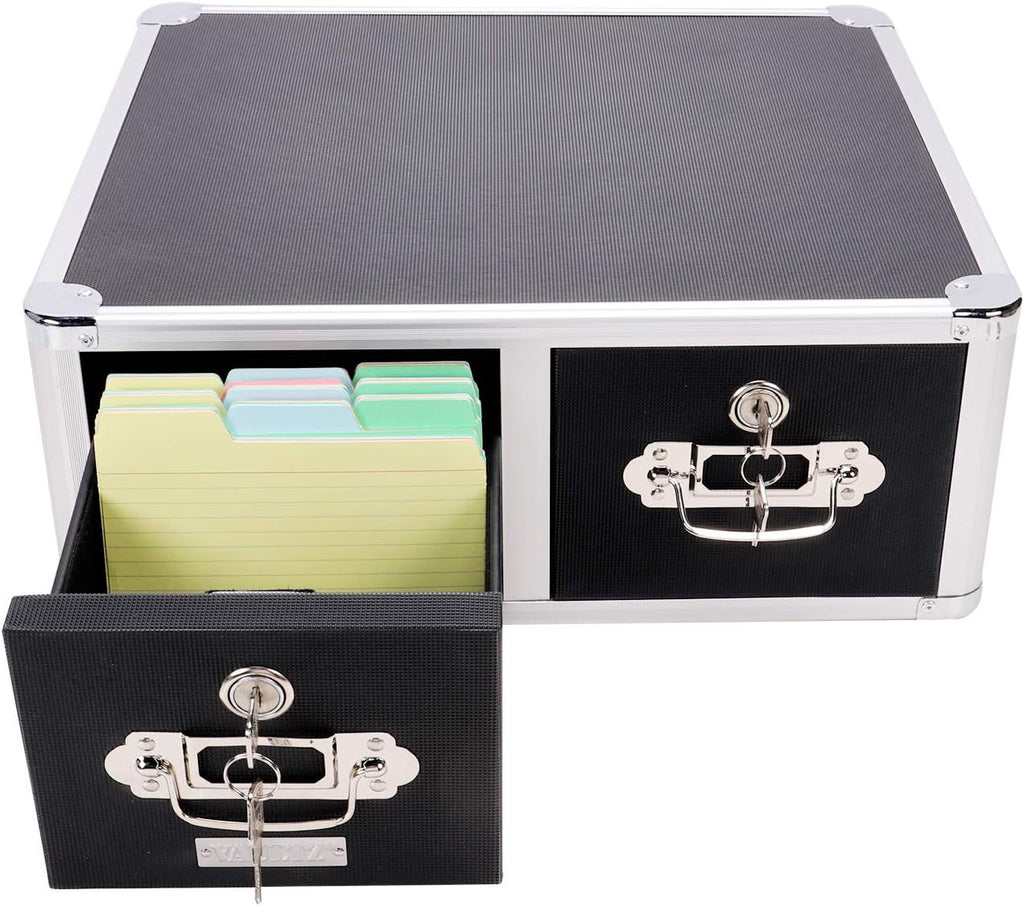 Black 4 x 6 Double Drawer Index Card Cabinet I887