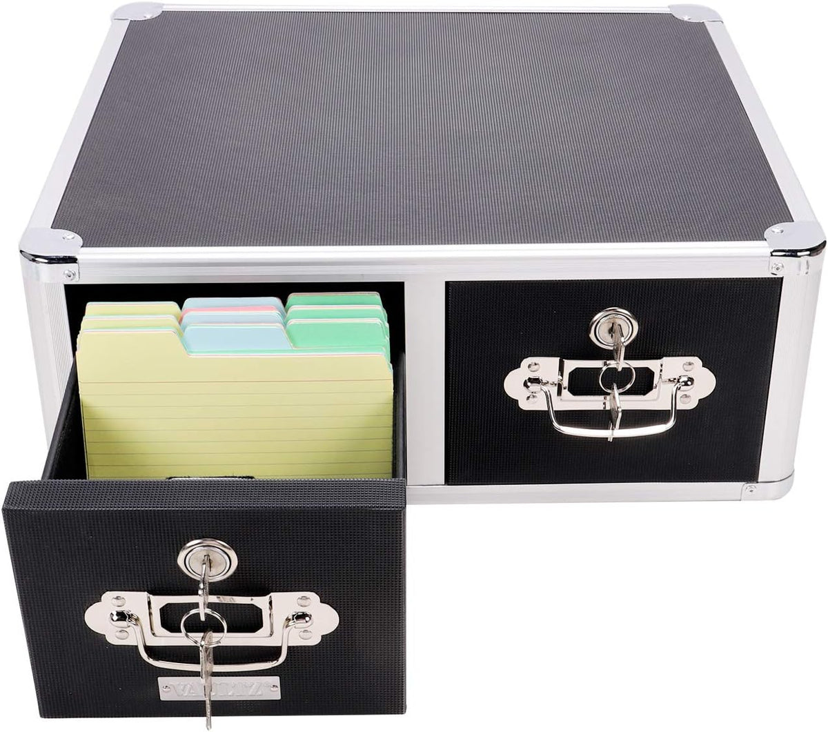 Black 4 x 6 Double Drawer Index Card Cabinet I887