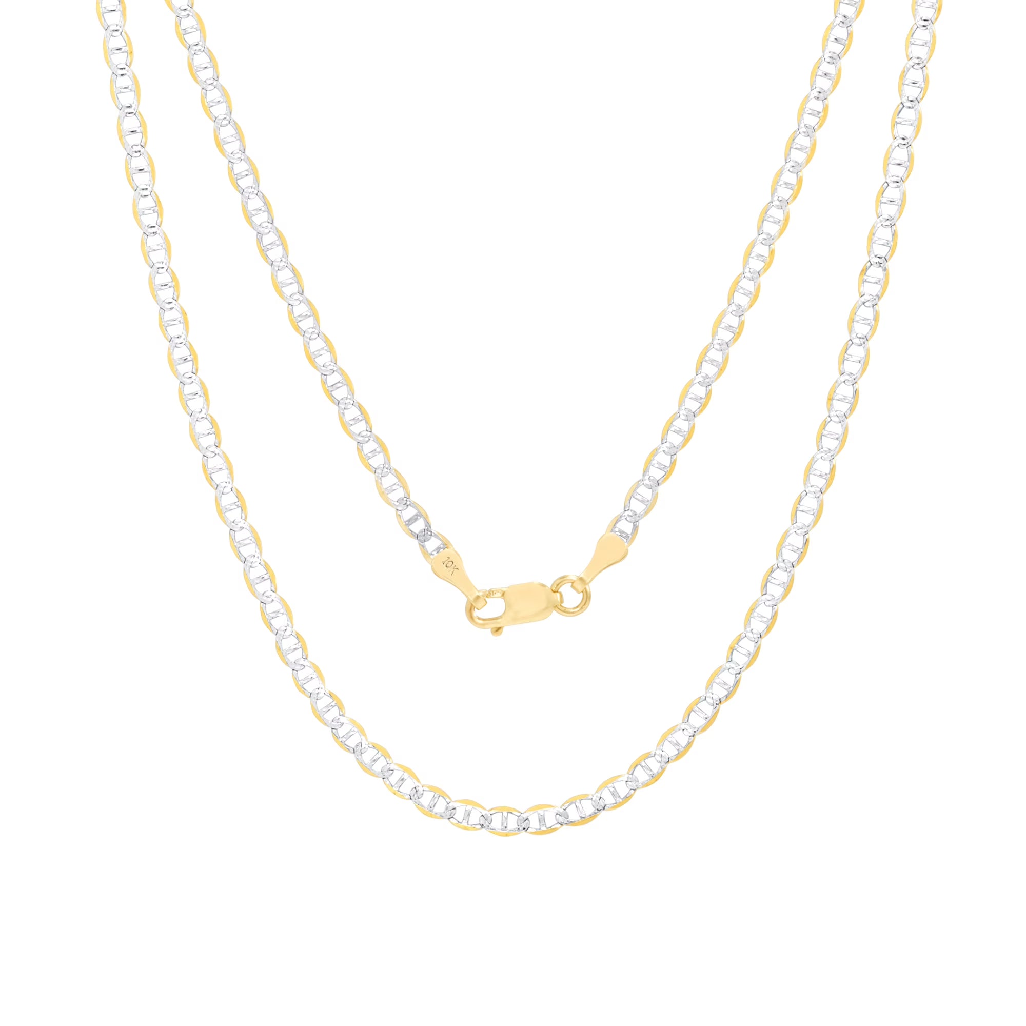 10k Yellow Gold 2.5mm Solid Mariner Anchor Link Chain Necklace 16" - 26" A274382