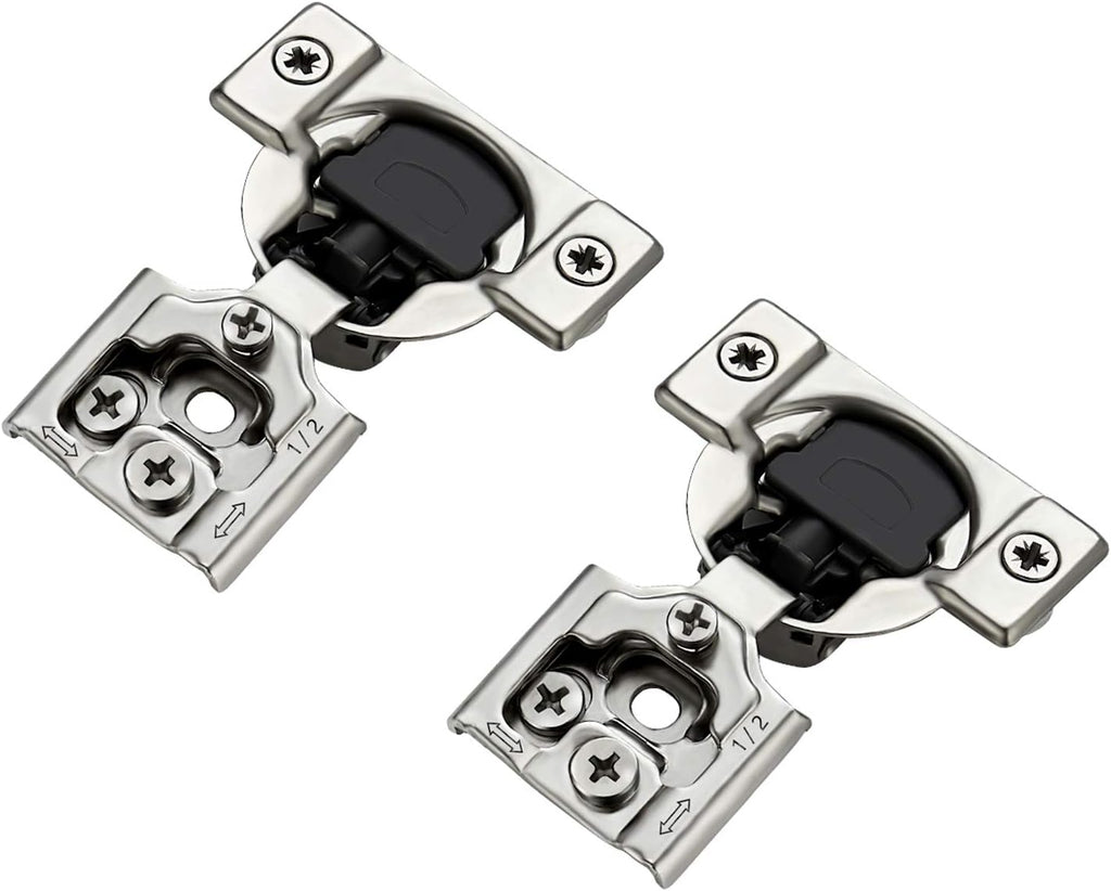 60 Pack 30 Pairs 1/2 inch Overlay Soft Close Hinges Satin Nickel Stainless Steel Concealed Hinge U187