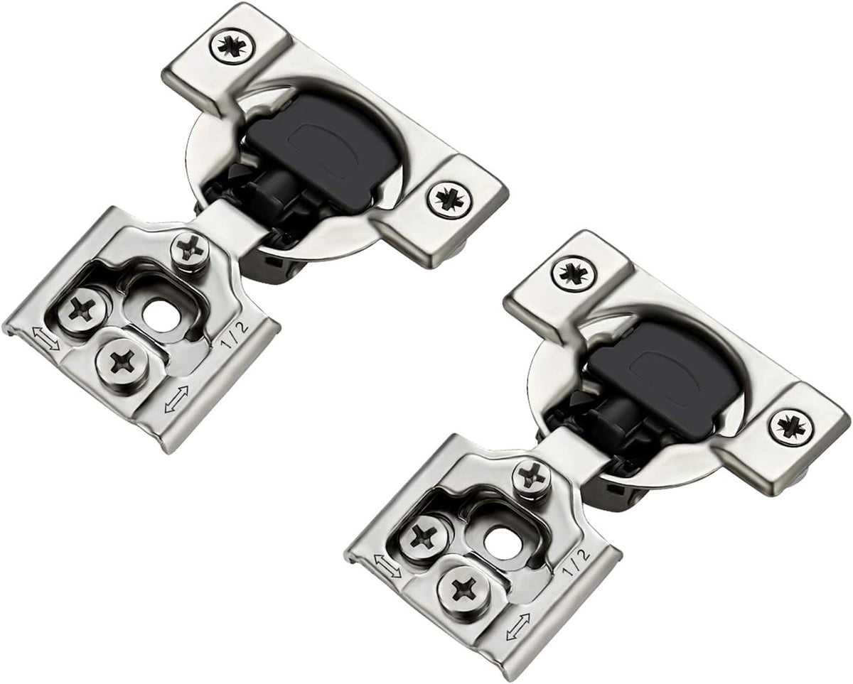 60 Pack 30 Pairs 1/2 inch Overlay Soft Close Hinges Satin Nickel Stainless Steel Concealed Hinge U187