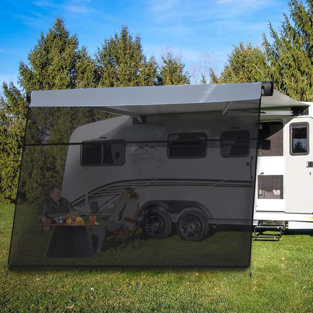 Black Mesh RV Awning Sun Shade Screen with Zipper 14' x 9' B288