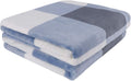 Plaid Flannel Fleece Blanket Queen Size, Grey and White T59431