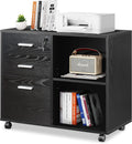 Black 3-Drawer Wood File Cabinet with Lock Q494