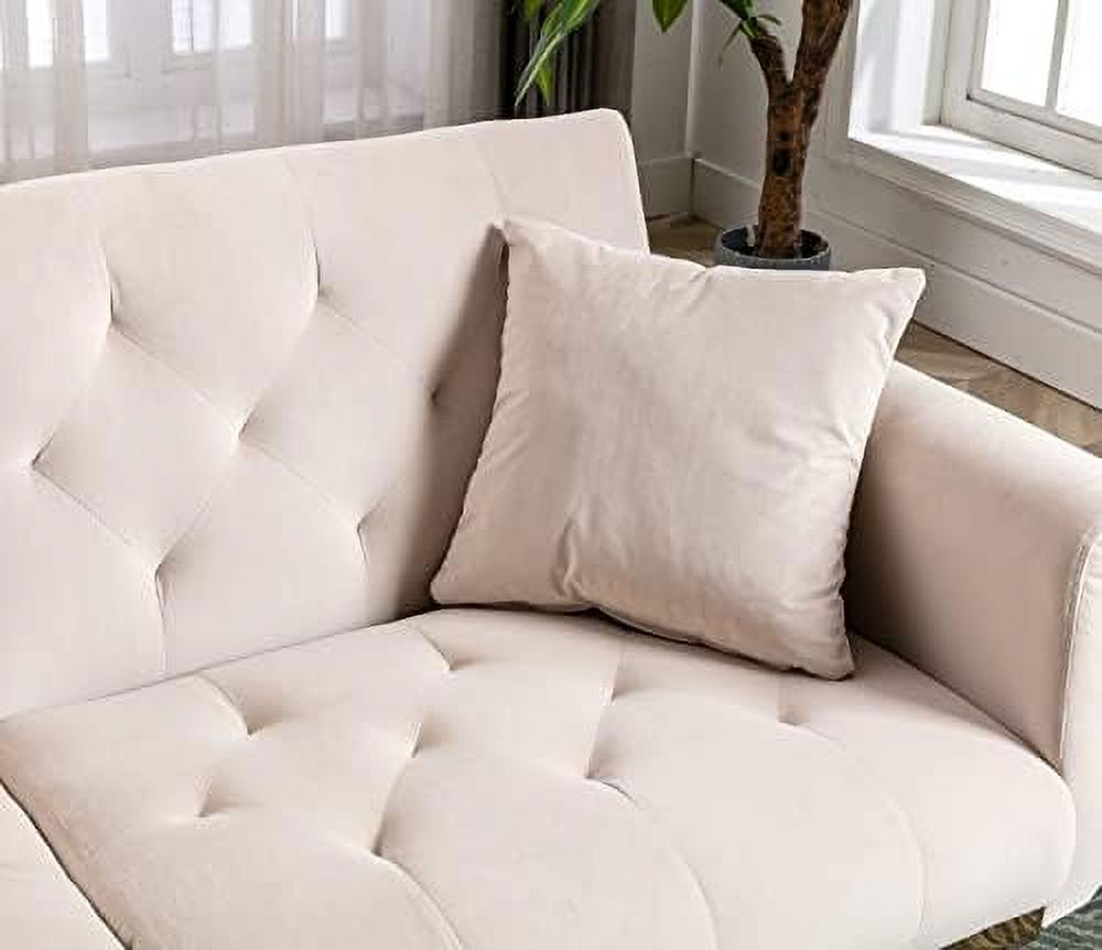 Convertible Velvet Futon Sofa Bed with 2 Pillows C371583