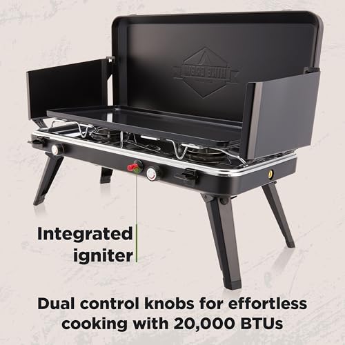 2-in-1 Gas Camping Stove and Griddle with Foldable Legs A7839