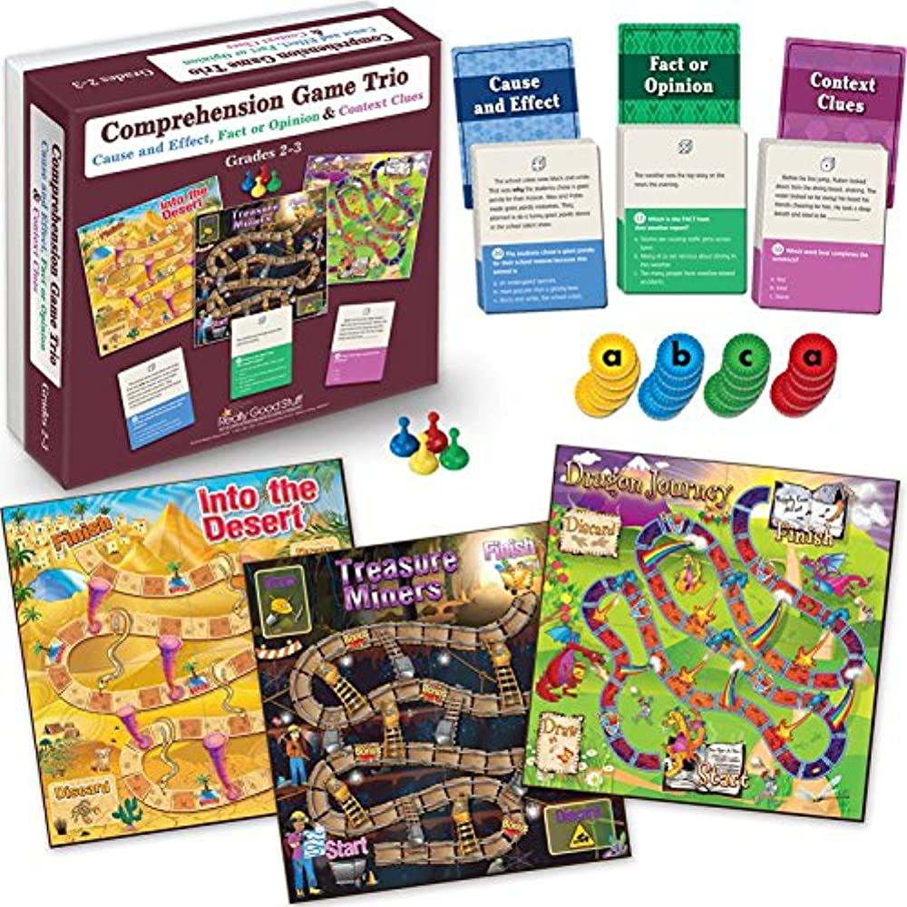 Comprehension Game Trio: Cause And Effect, Fact Or Opinion and Context Clues - Grades 2-3 - 3 games G2328