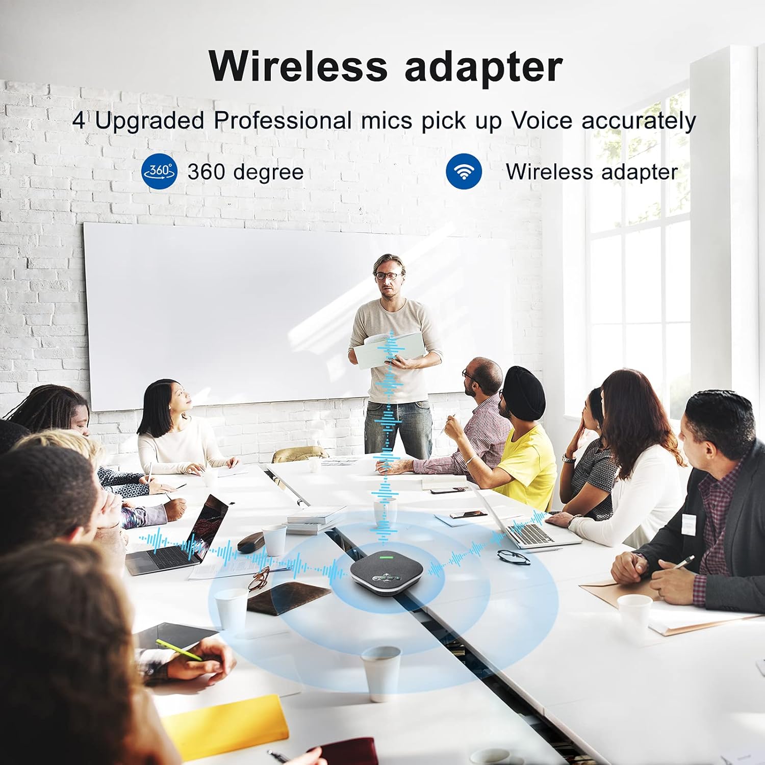 Wireless Speakerphone Conference Speaker with 4 Mics M524373