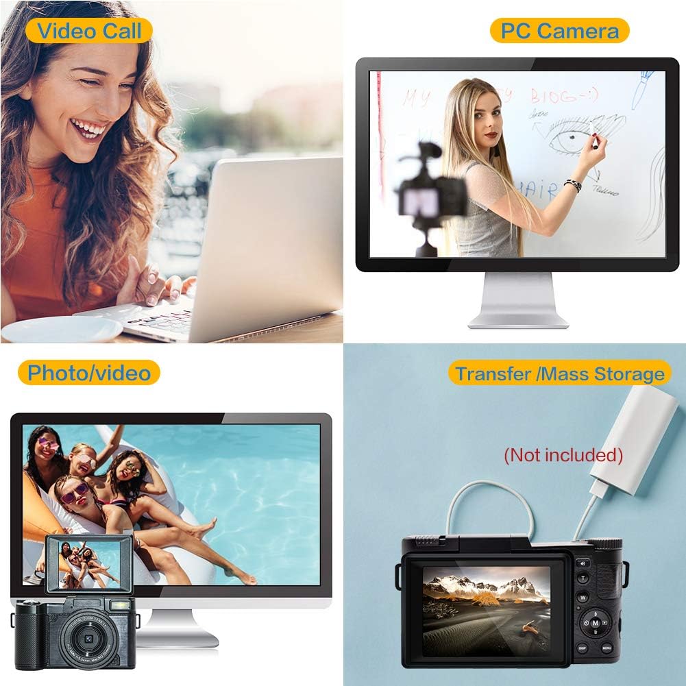 2.7K 30MP Full HD Digital Camera with Retractable Flash and 3 Inch Flip Screen S3295