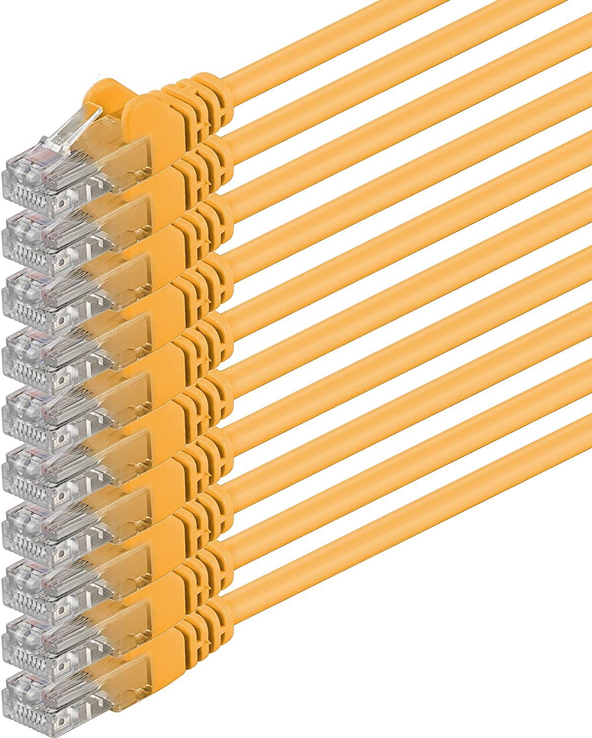 Yellow 10 Pieces Ethernet Gigabit LAN Network Cable RJ45 UTP Patch Cable C824
