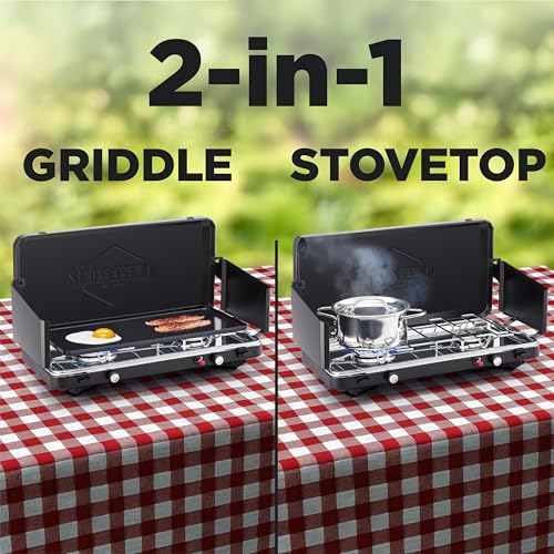 2-in-1 Gas Camping Stove and Griddle with Foldable Legs A7839