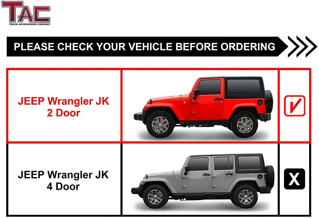 Black Off-Road Running Boards for Jeep Wrangler JK 2 Door (2pcs) V894293