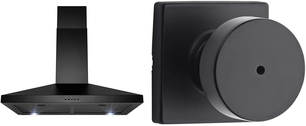 30 in. Black Painted Stainless Steel Kitchen Wall Mount Range Hood with Carbon Filters A78283