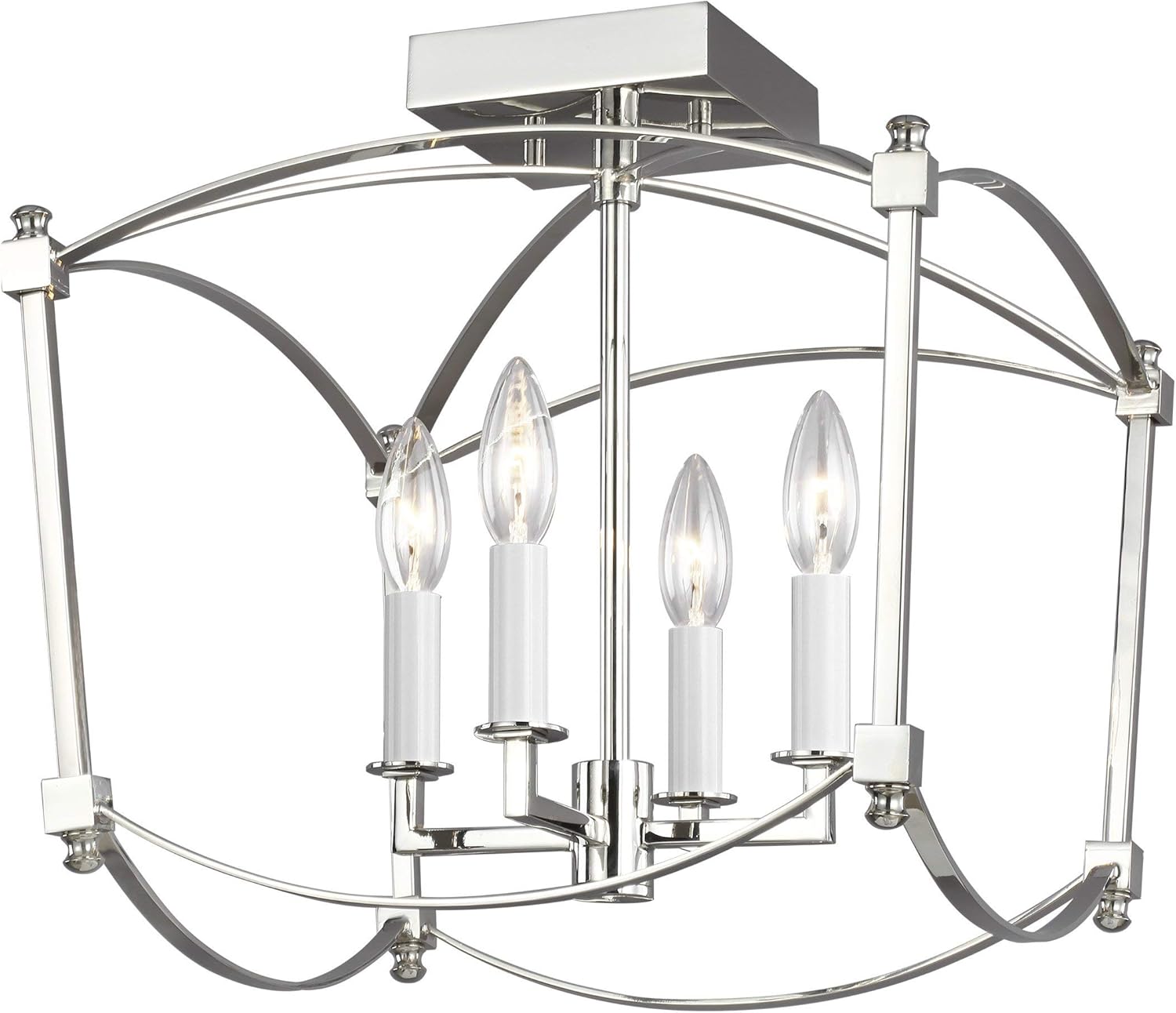 4-Light Semi Flush Ceiling Lighting, Smith Steel S365633