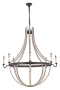 8 Light Ivory Wash Steel Grey Chandelier Z725