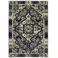 Moss Medallion Black Ivory Micro Fiber Rug 5'3" x 7'6" L4844