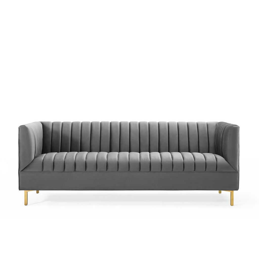 Gray Performance Velvet Sofa J368