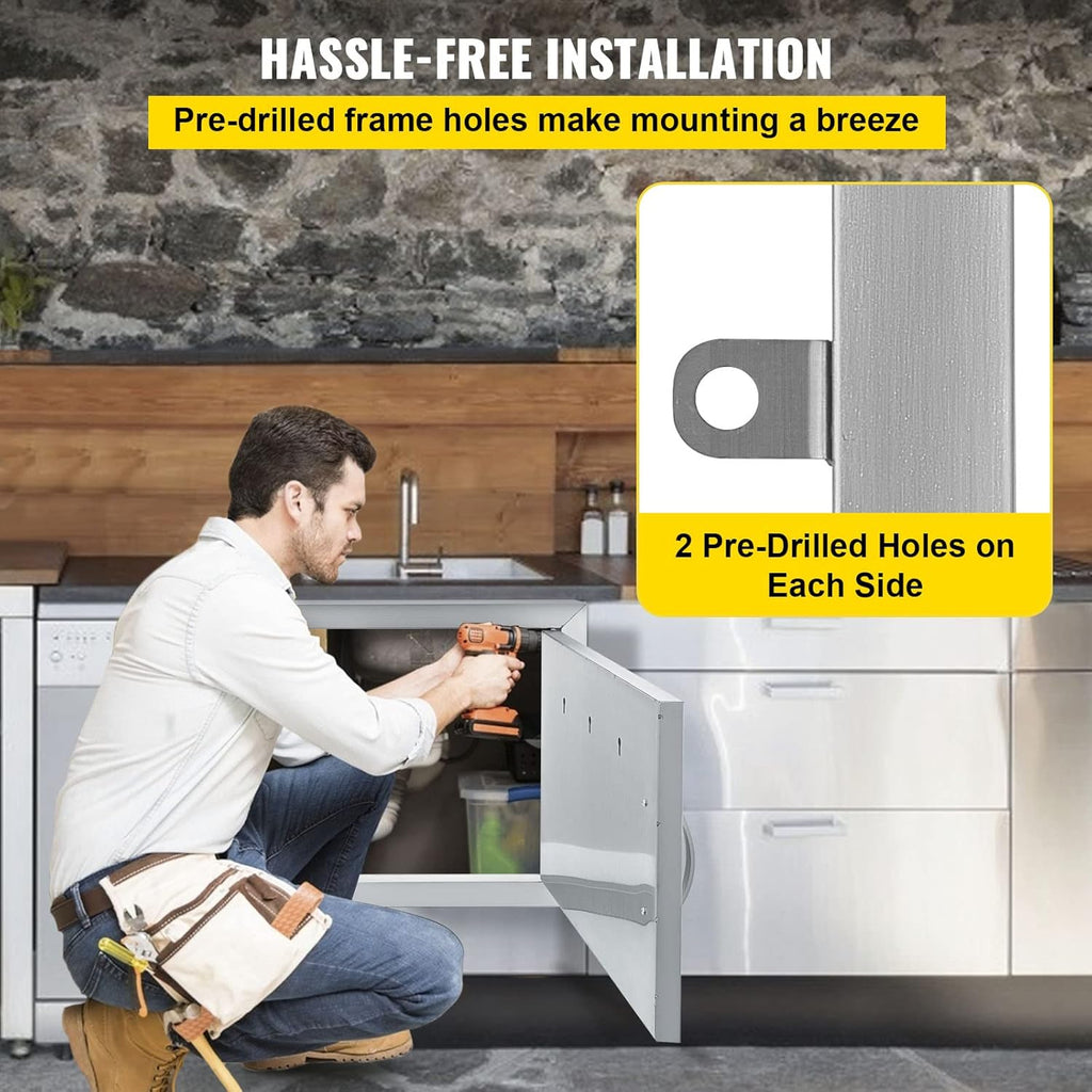 Stainless Steel Horizontal Single BBQ Door 20W x 14H Inch I850621