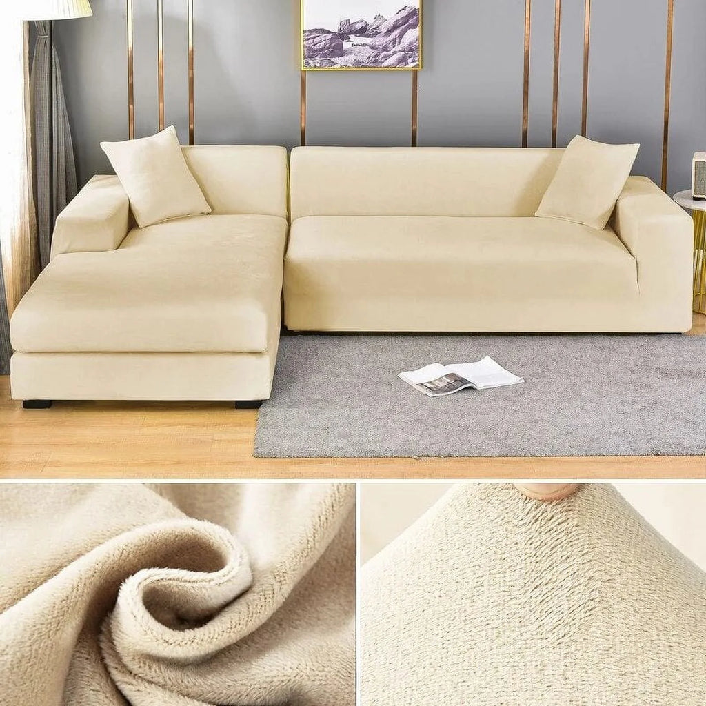 Velvet Plush Sofa Cover for 1/2/3/4 Seater L Shaped Corner Couch Cover S80485