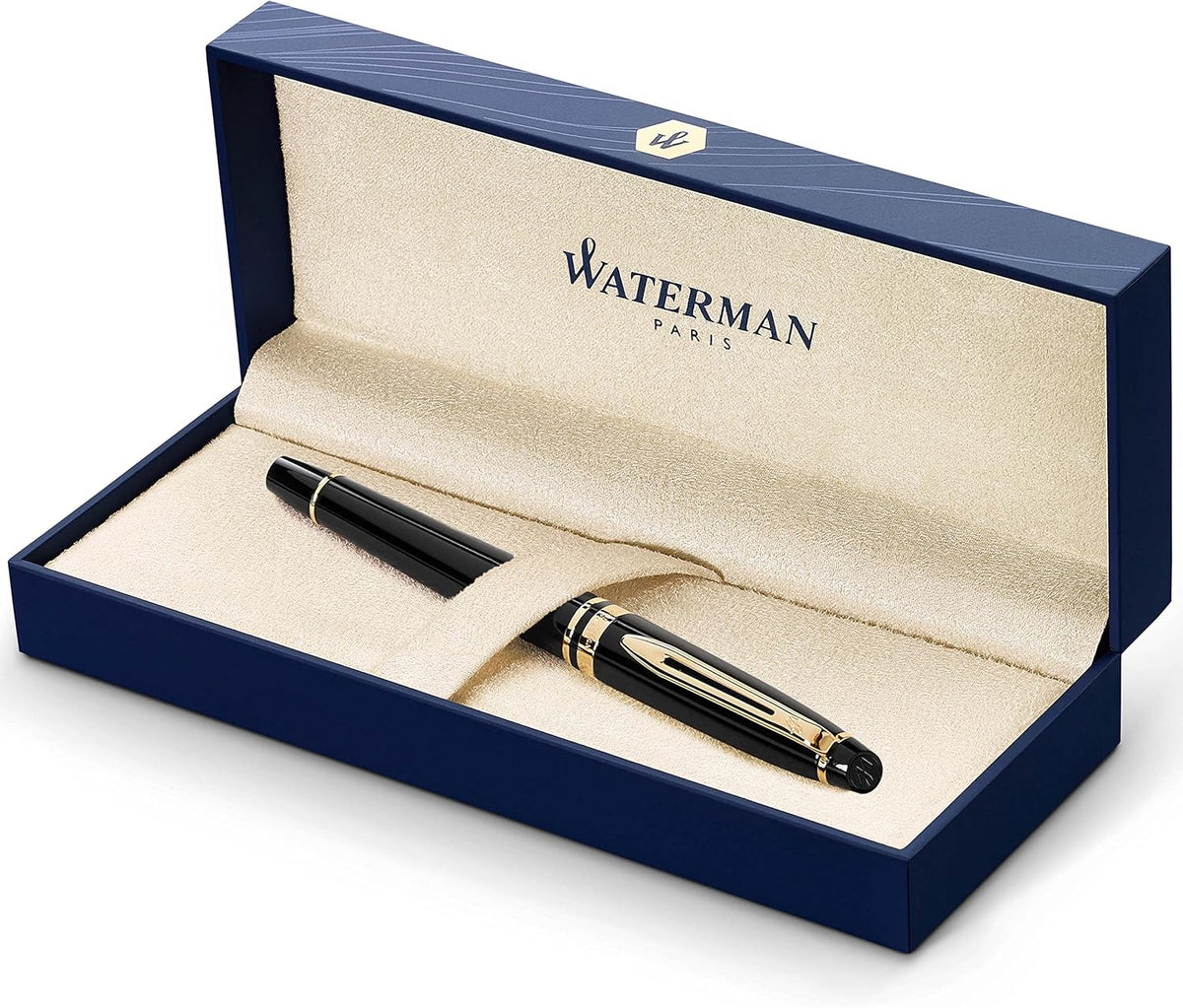 Rollerball Pen, Gloss Black with 23k Gold Trim, Fine Point, Pack of 2 L34273