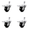 3.5 inch Phenolic Swivel Caster Set with Total Lock Brake Q778