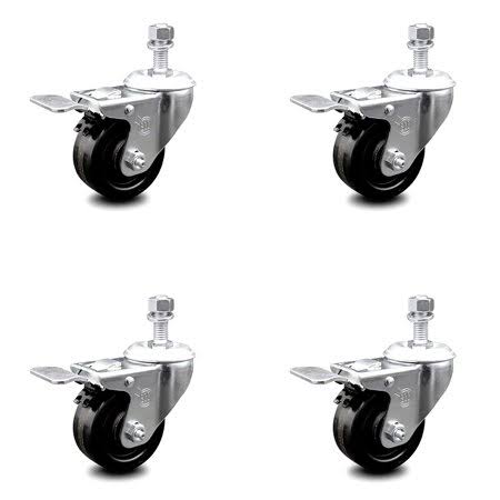 3.5 inch Phenolic Swivel Caster Set with Total Lock Brake Q778