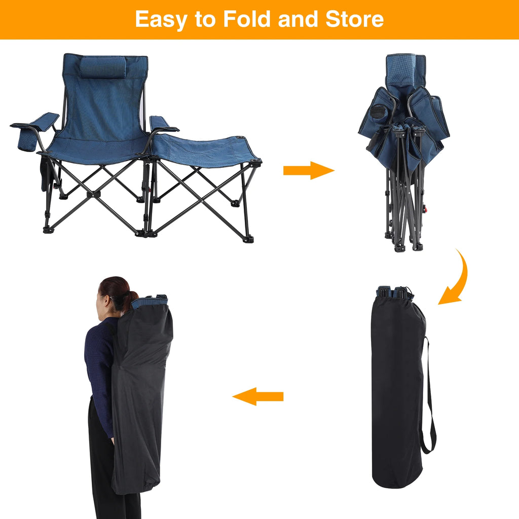 Blue 2 in 1 Folding Camping Chair with Removable Footrest Q304857
