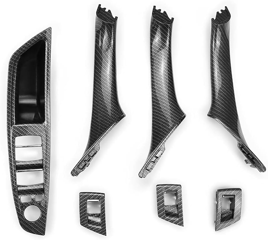 Carbon Fiber Window Switch Armrest Panel Inner Door Pull Handle Trim Cover S666