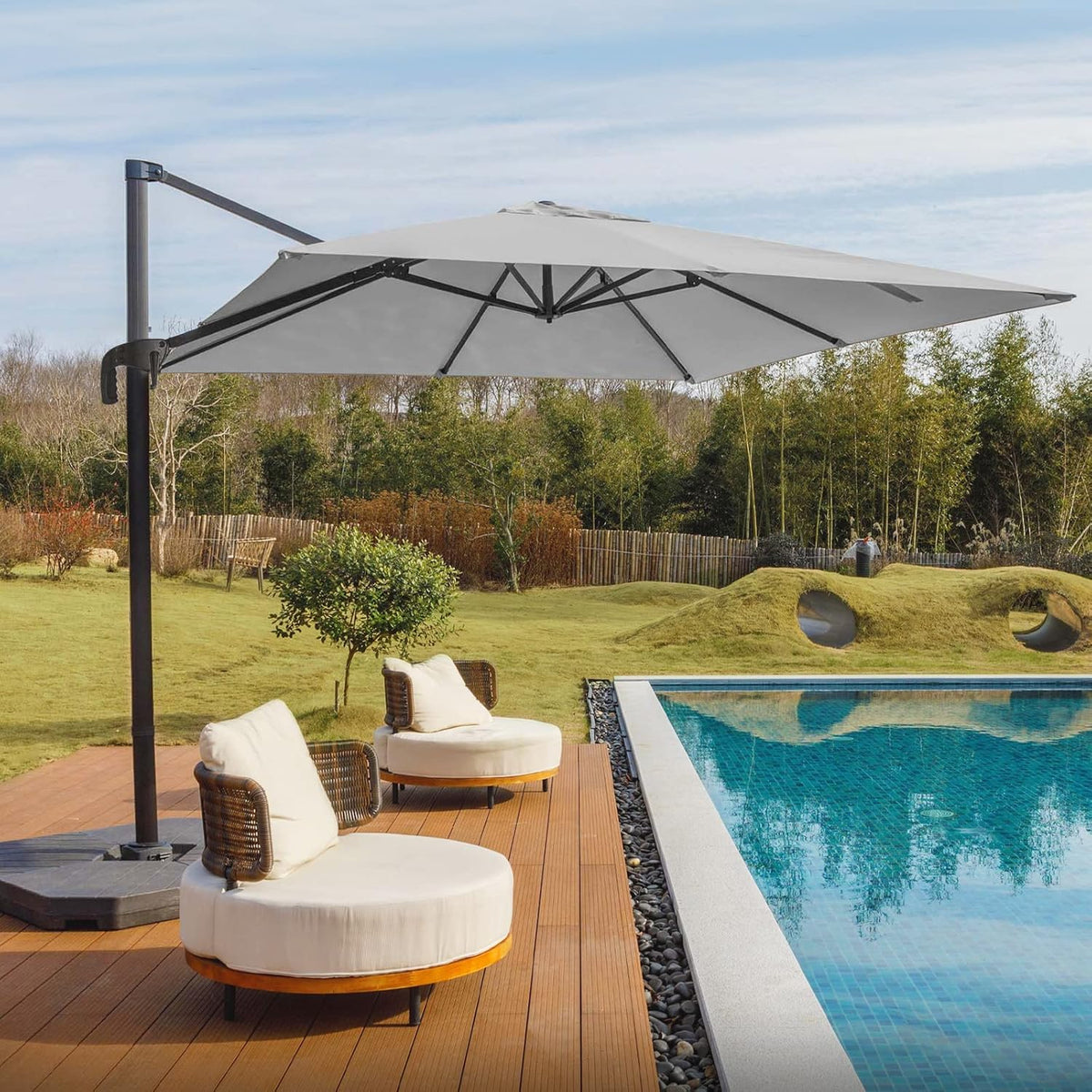 Brick Red 10 FT Offset Patio Umbrella with Aluminum Frame X82978