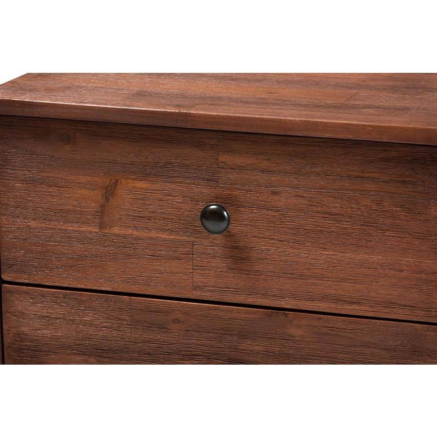 Brown and Black Oak Finished 2-Drawer Wood Nightstand N809286