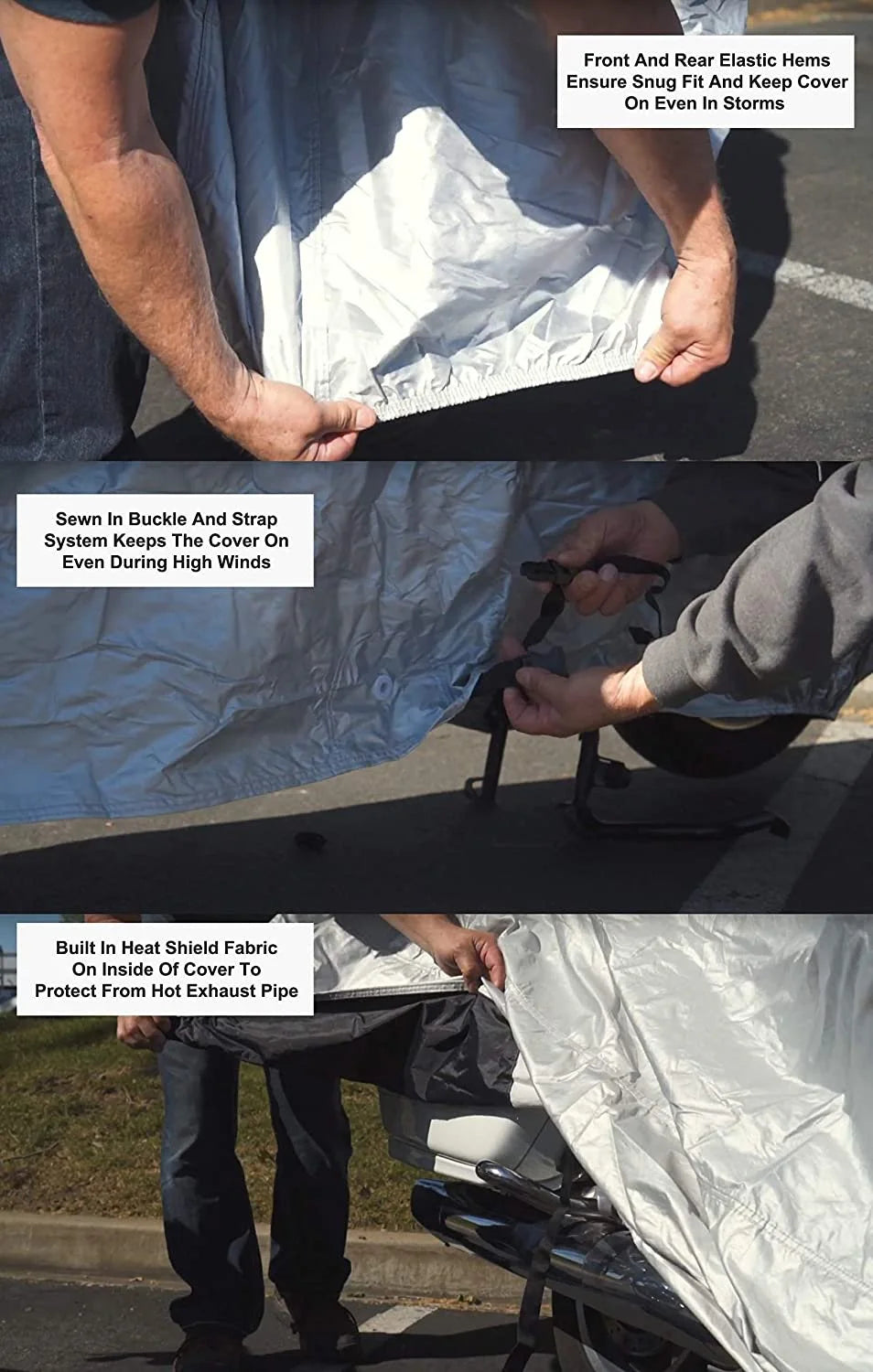 Weatherproof Motorcycle Cover with Reinforced Securing Straps and Storage Bag Q721
