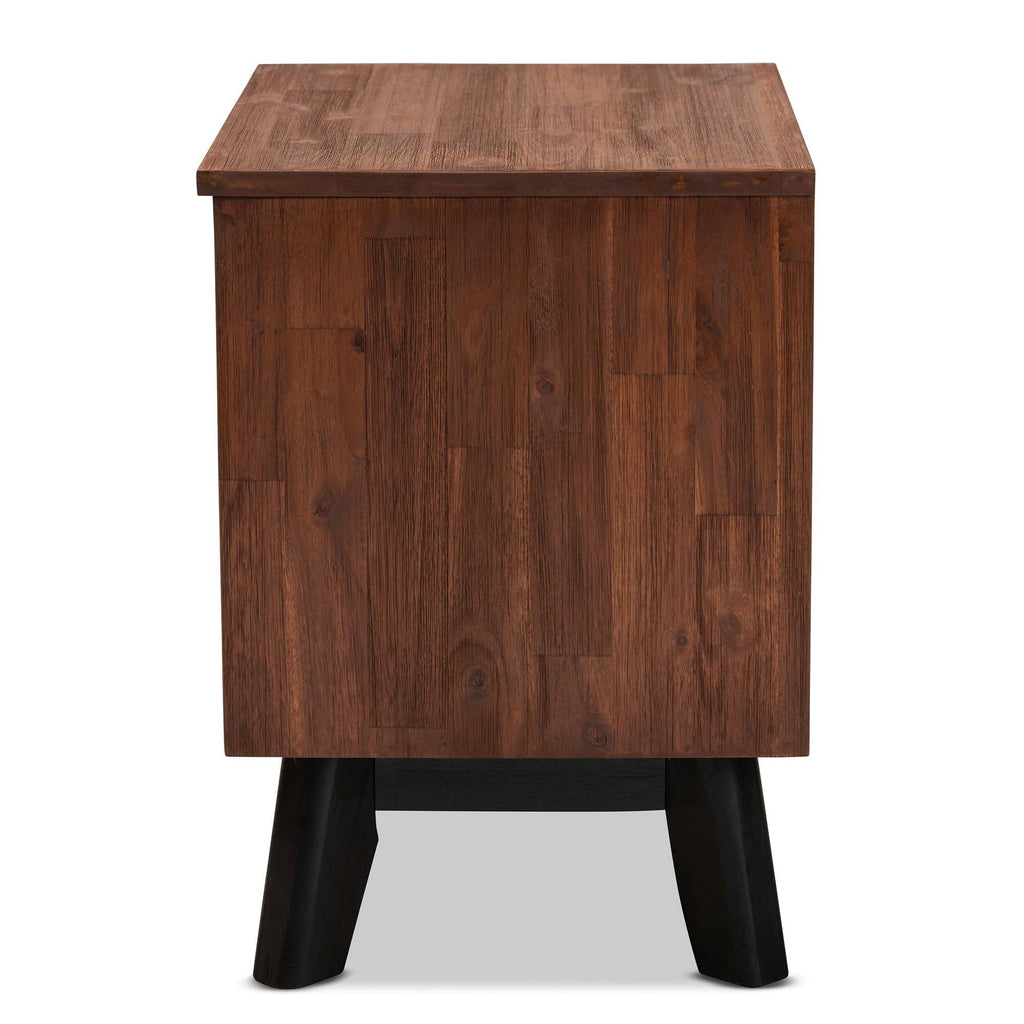 Brown and Black Oak Finished 2-Drawer Wood Nightstand N809286