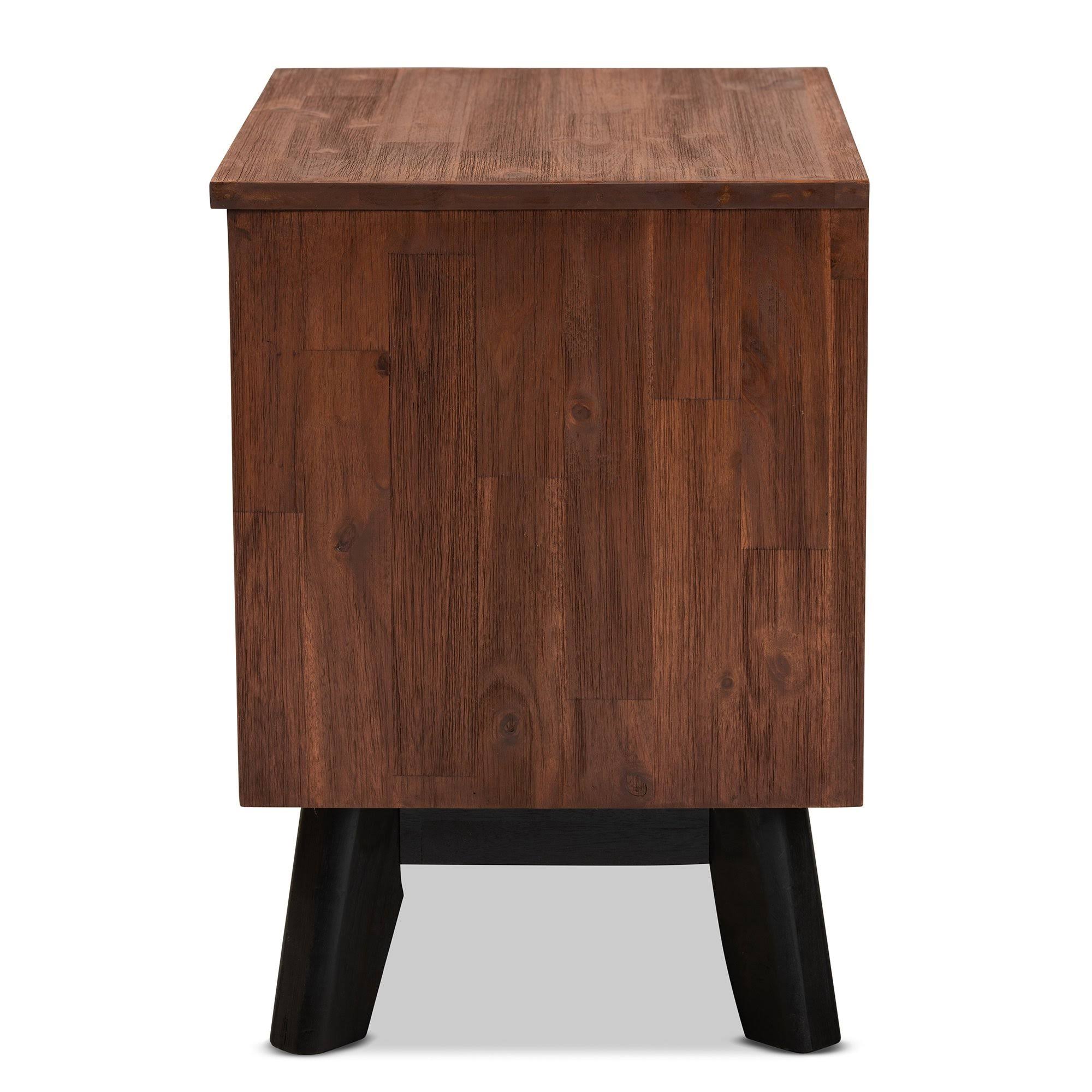 Brown and Black Oak Finished 2-Drawer Wood Nightstand N809286