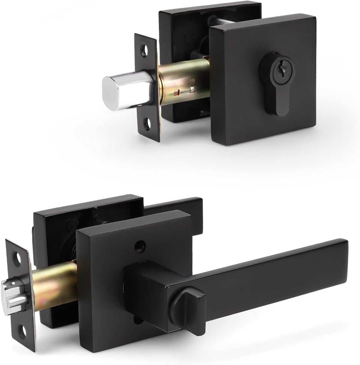Matte Black Privacy Door Lever Set F110
