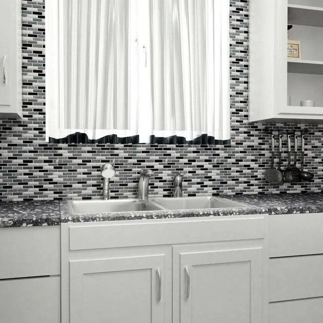 11.75x11.75-inch Glass and Stone Mosaic Wall Tile N6549