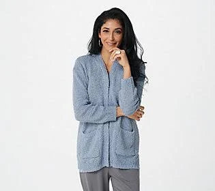 Denim Blue Boucle Patch Pocket Cardigan T15593