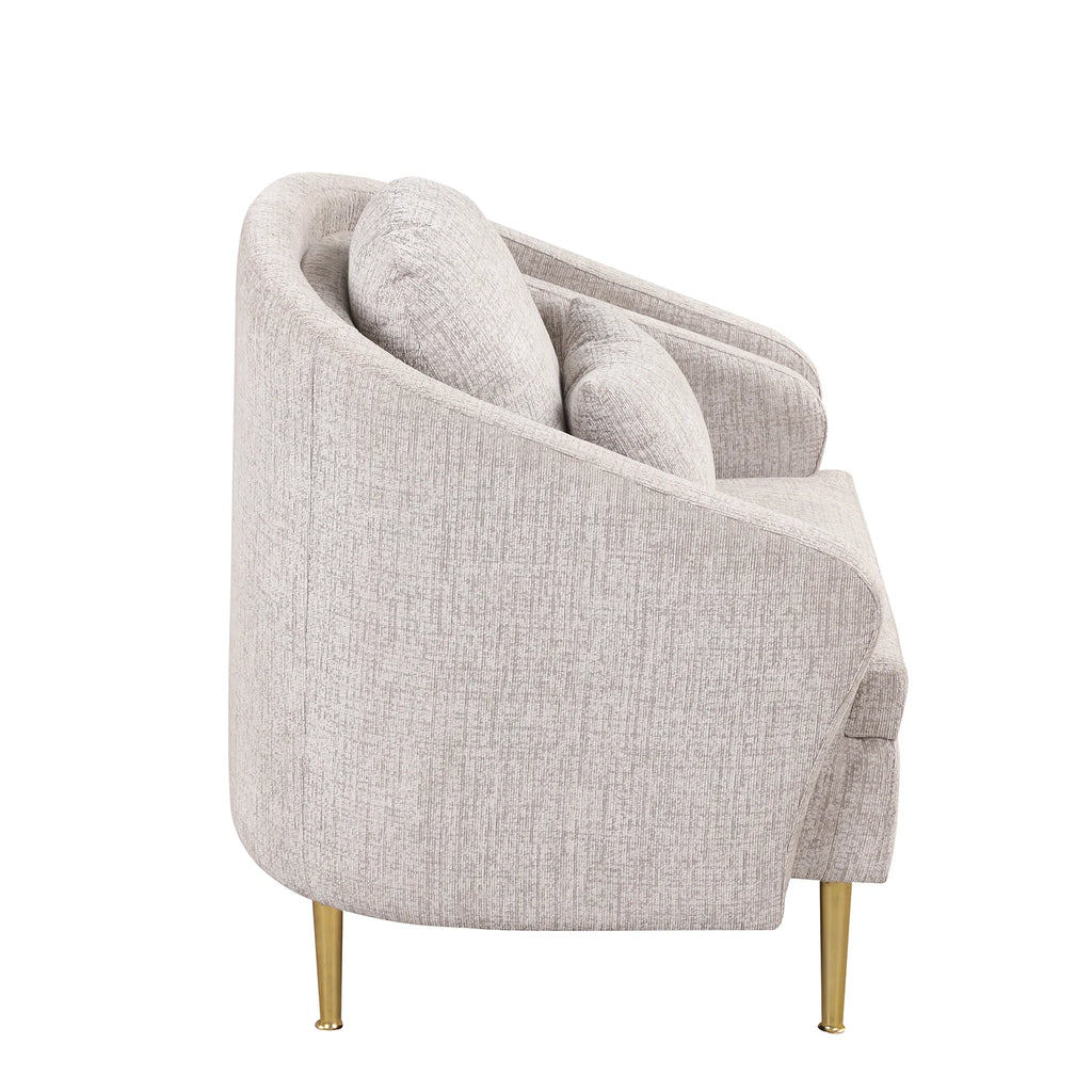 Light Grey Upholstered Accent Chair with Lumbar Pillow and Metal Legs O84157