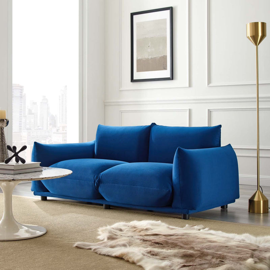 Navy Performance Velvet Loveseat Y9909