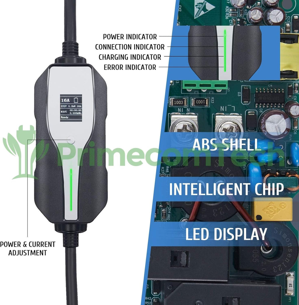Level 2 Electric Vehicle Charger Amperage Adjustable 40Ft Cable EVSE Plug-in Hybrid Q962