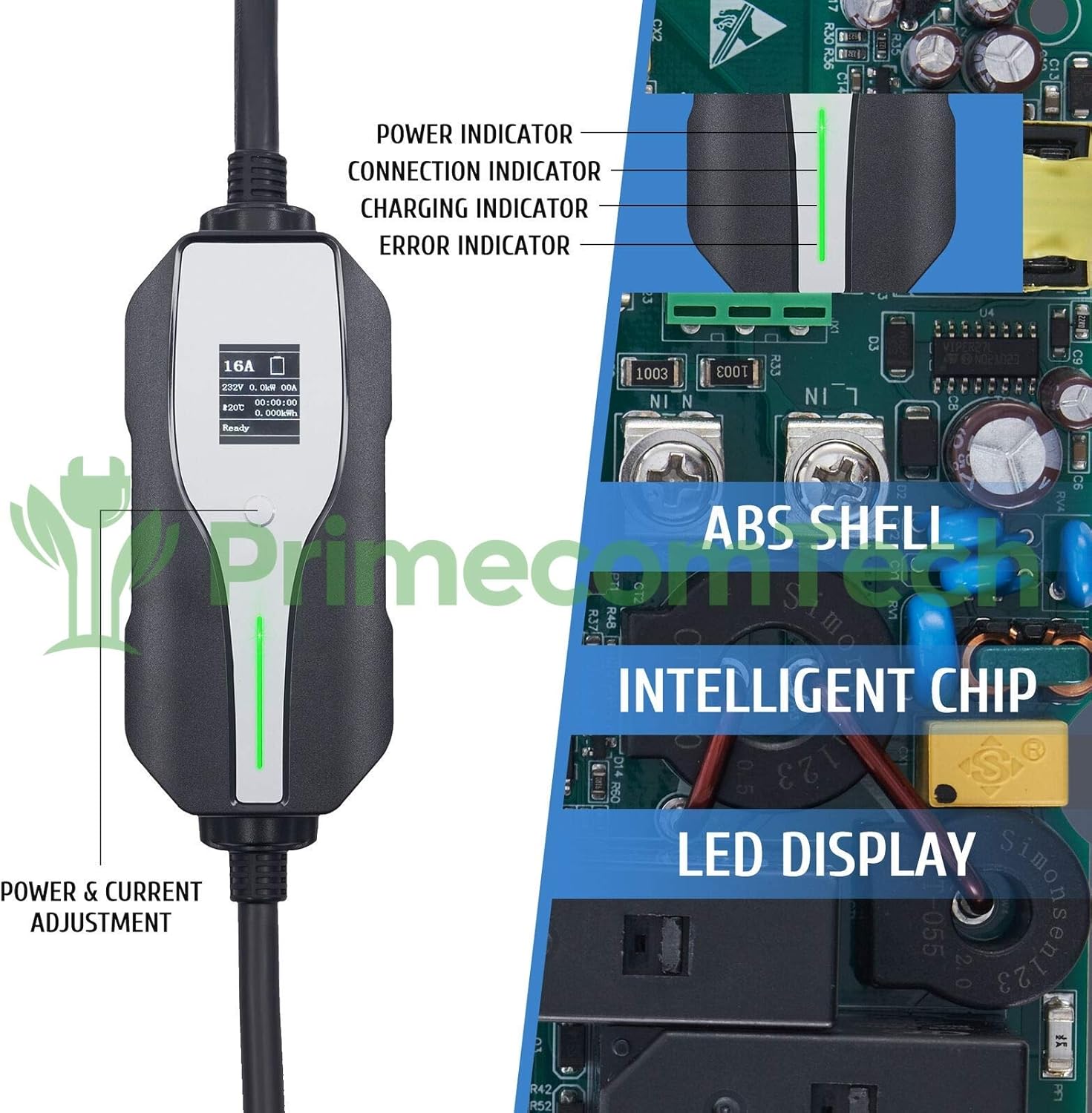 Level 2 Electric Vehicle Charger Amperage Adjustable 40Ft Cable EVSE Plug-in Hybrid Q962