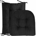 2 Piece Tufted Non Slip Rocking Chair Cushion Set Black E9573