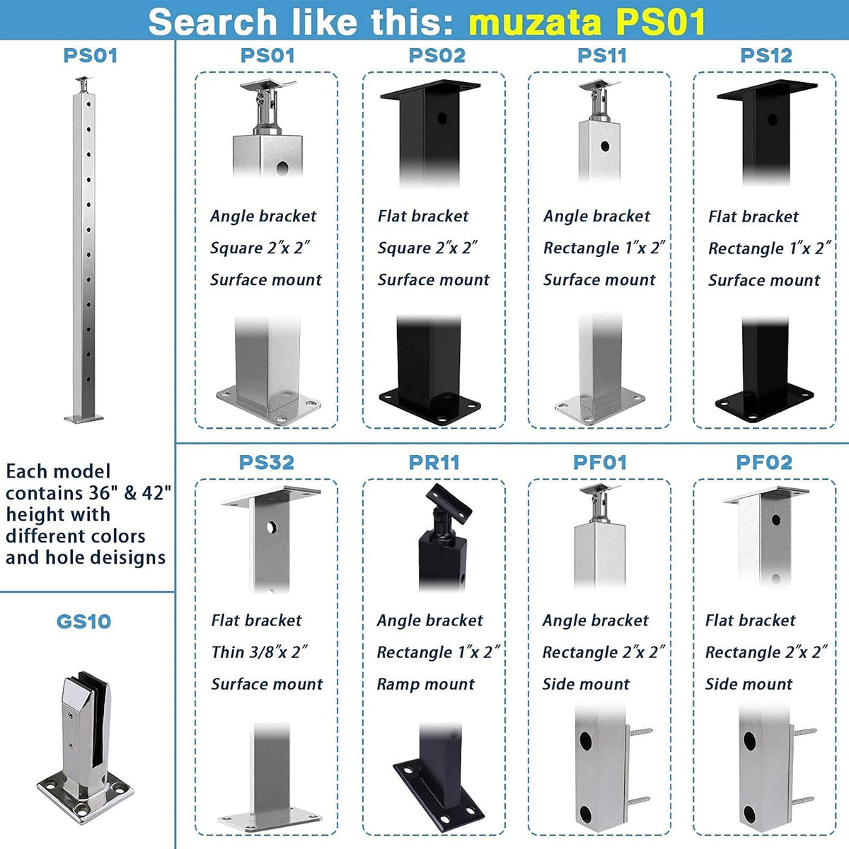 Stainless Steel Brushed Rectangle Weldless Flat Top Cable Railing Post L6634