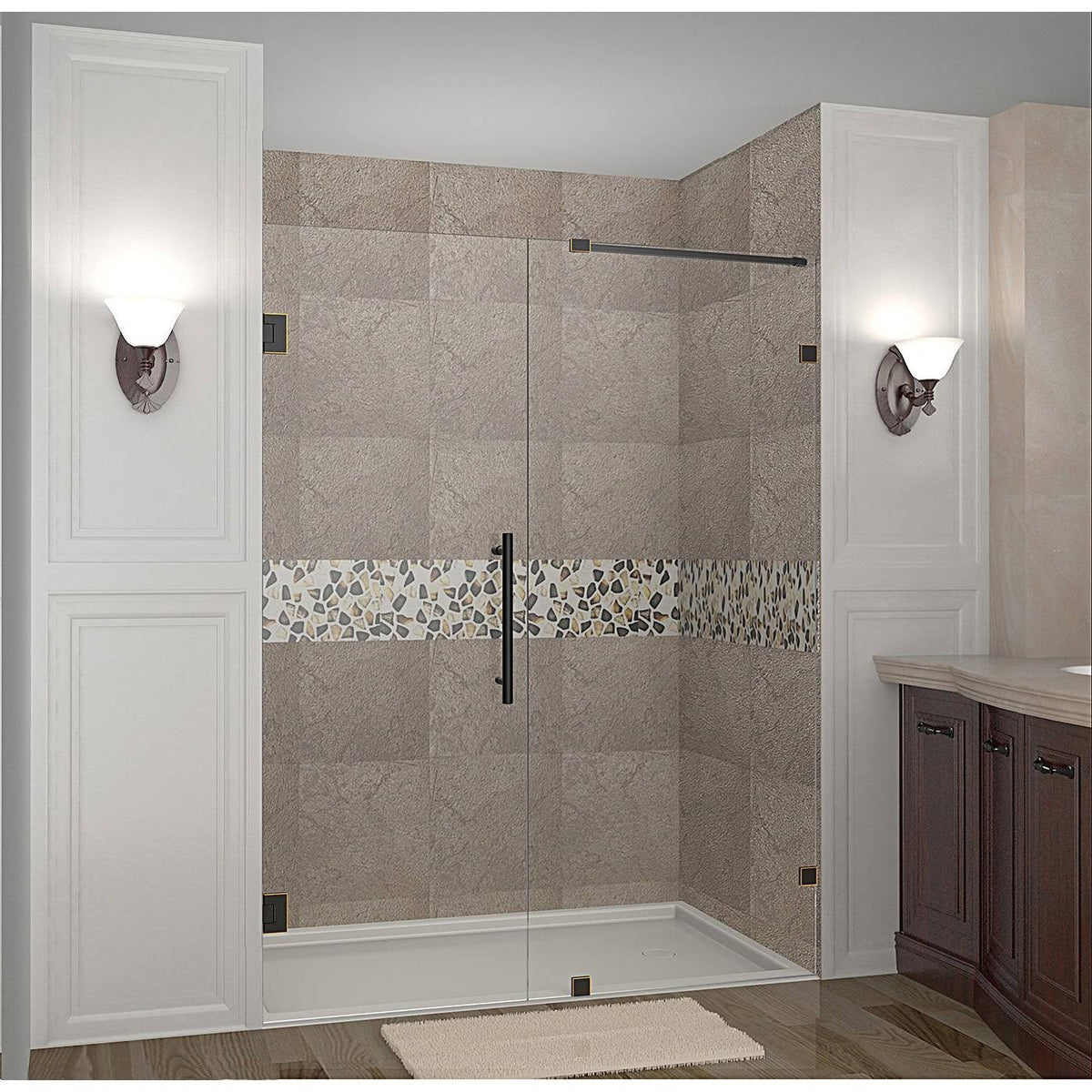 Frameless Hinged Shower Door, 55x22 x 72 P245562